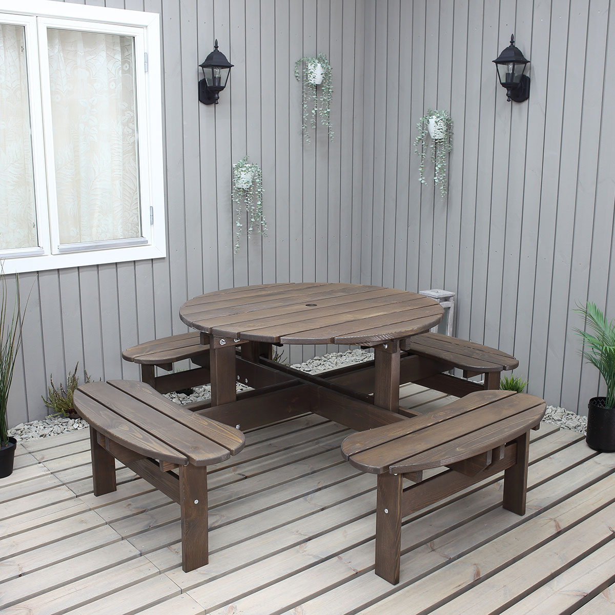 Picknickbord Baltic Garden Rondo Picnic, Robust Bänkbord med 8 Sittplatser