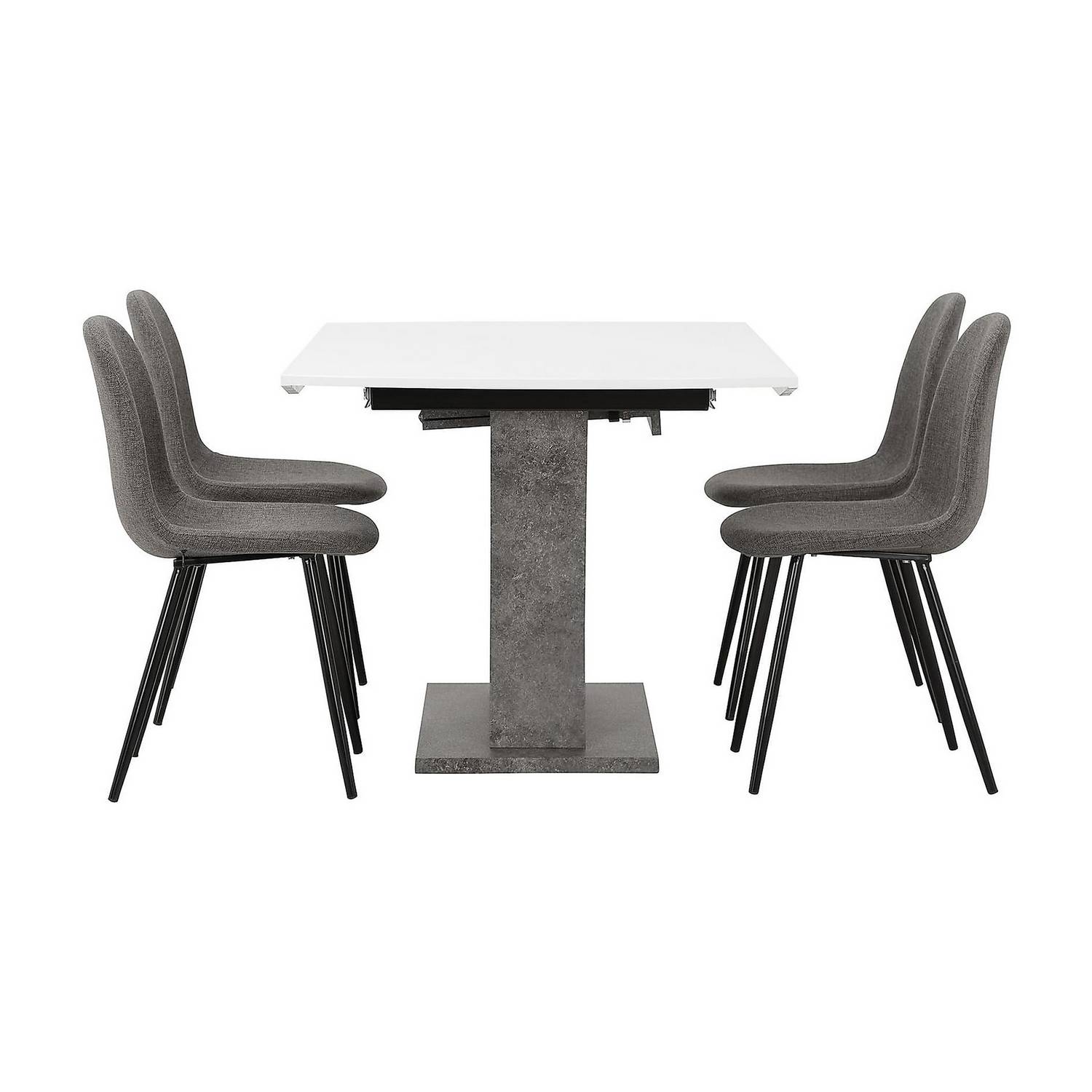 Matgrupp Concept 55 Azusa Rektangulärt Matbord 140-180 cm Förlängningsbartt med 4 John Matstol