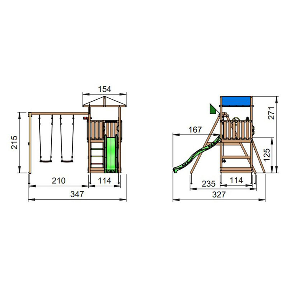 Lektorn Jungle Gym Hut inkl. Swing Modul X'tra och rutschkana