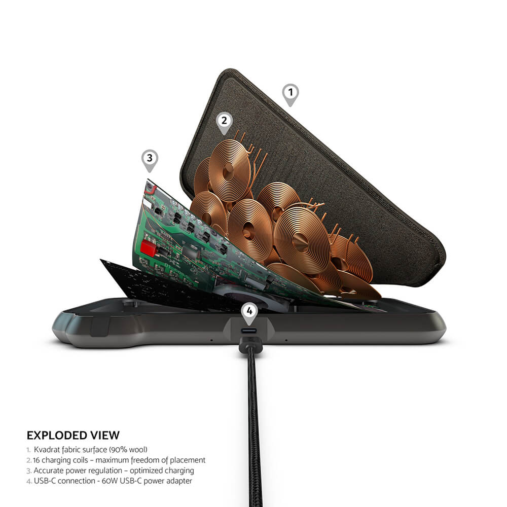 Trådlös Laddare Zens Dual QI Liberty 16 coils 2x15W till Apple & Samsung QC