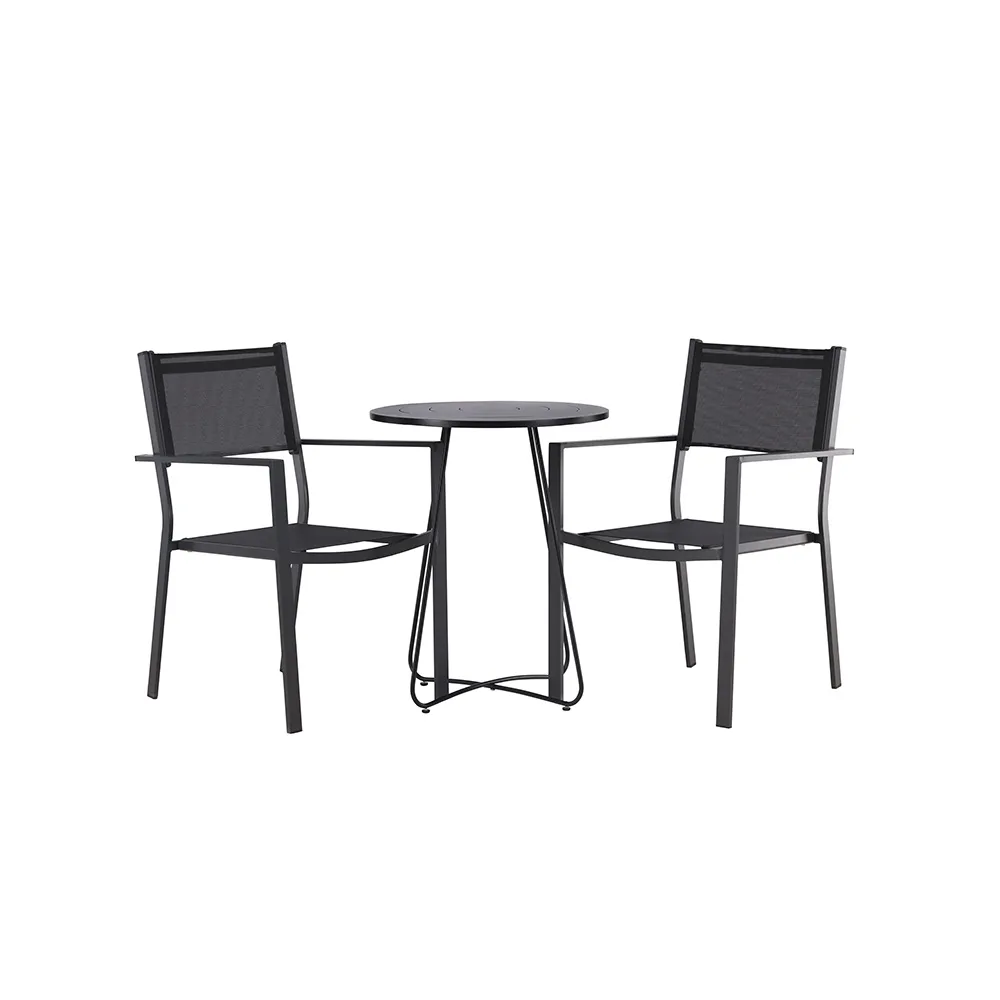 Cafégrupp Venture Home Bacong Bord med 2 Copacabana Stolar Svart