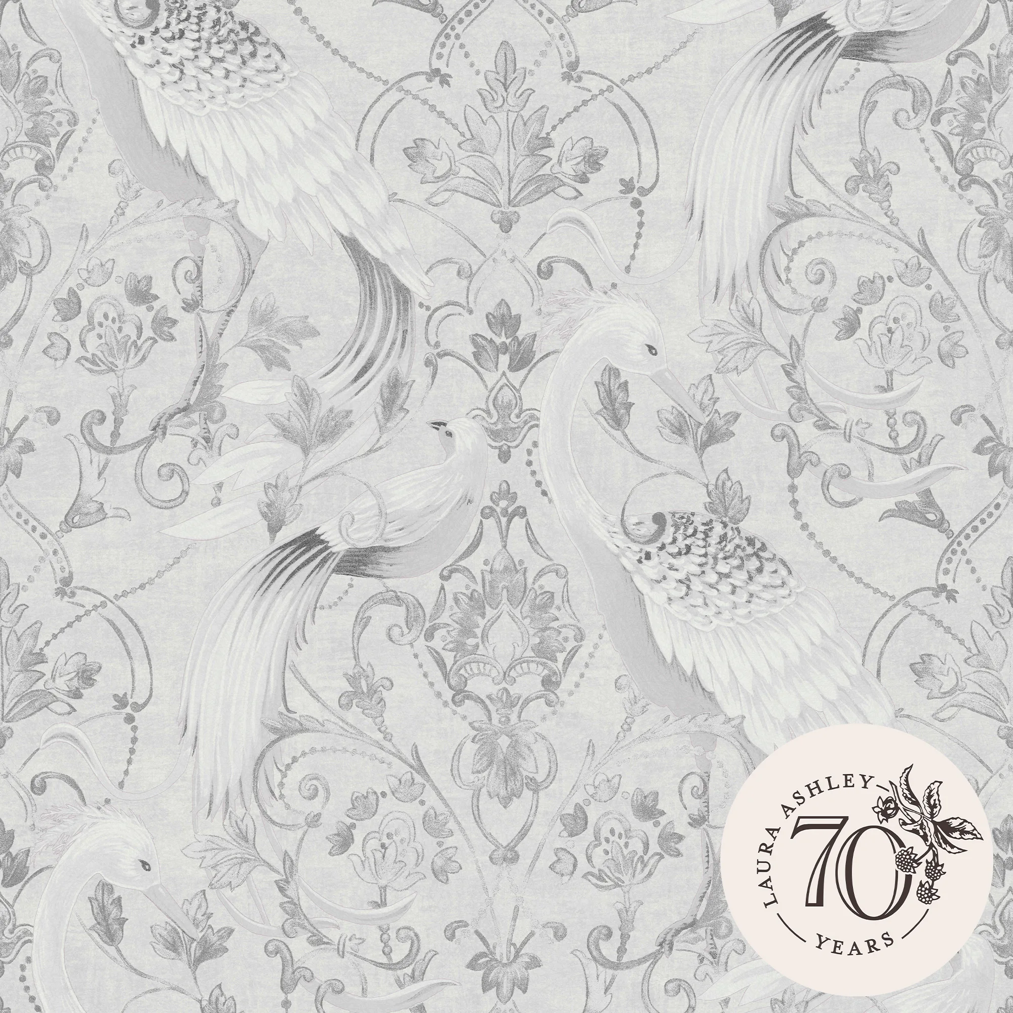 Tapet Laura Ashley Tregaron Silver 119868 EasyUp, Mönstrad Silver