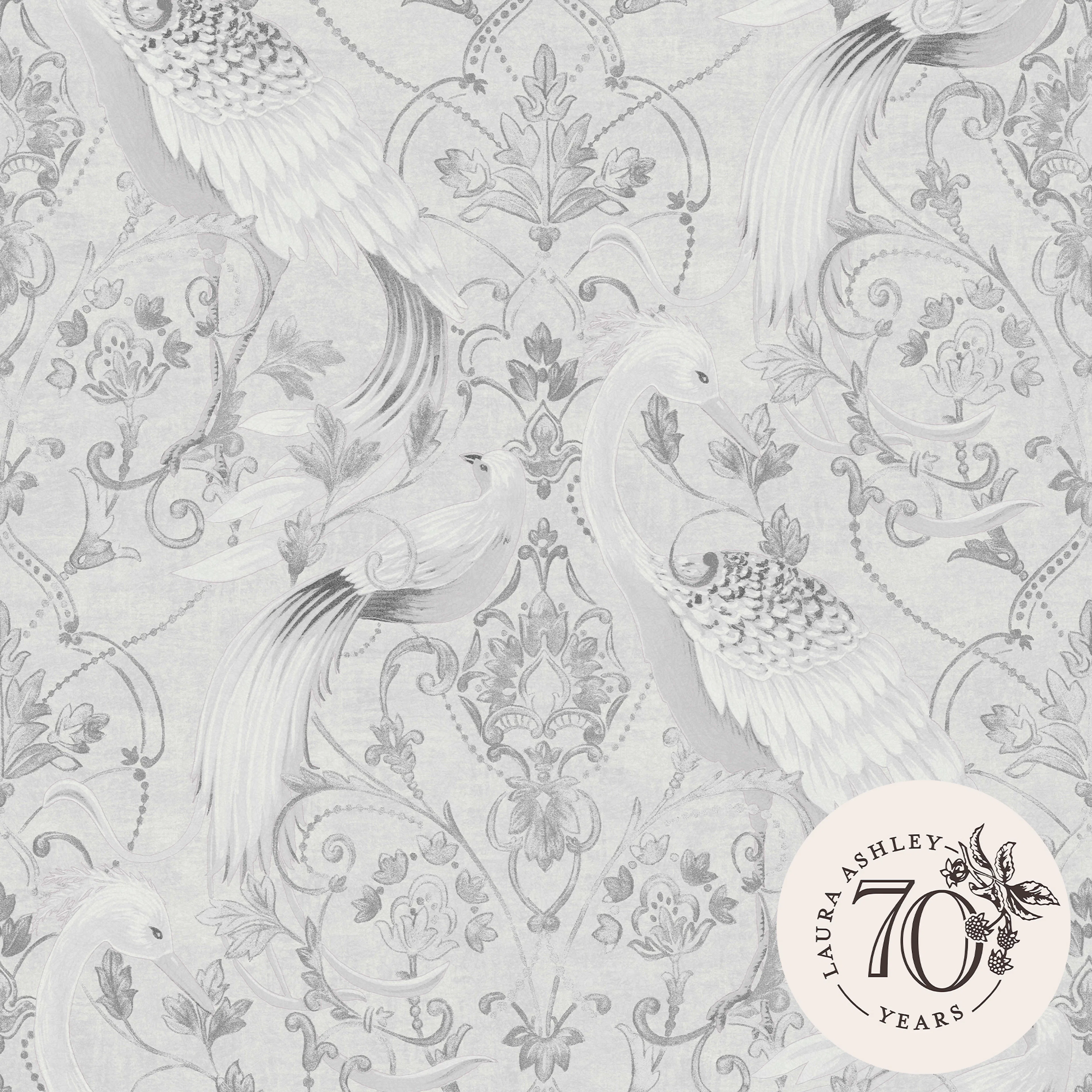 Tapet Laura Ashley Tregaron Silver 119868 EasyUp, Mönstrad Silver