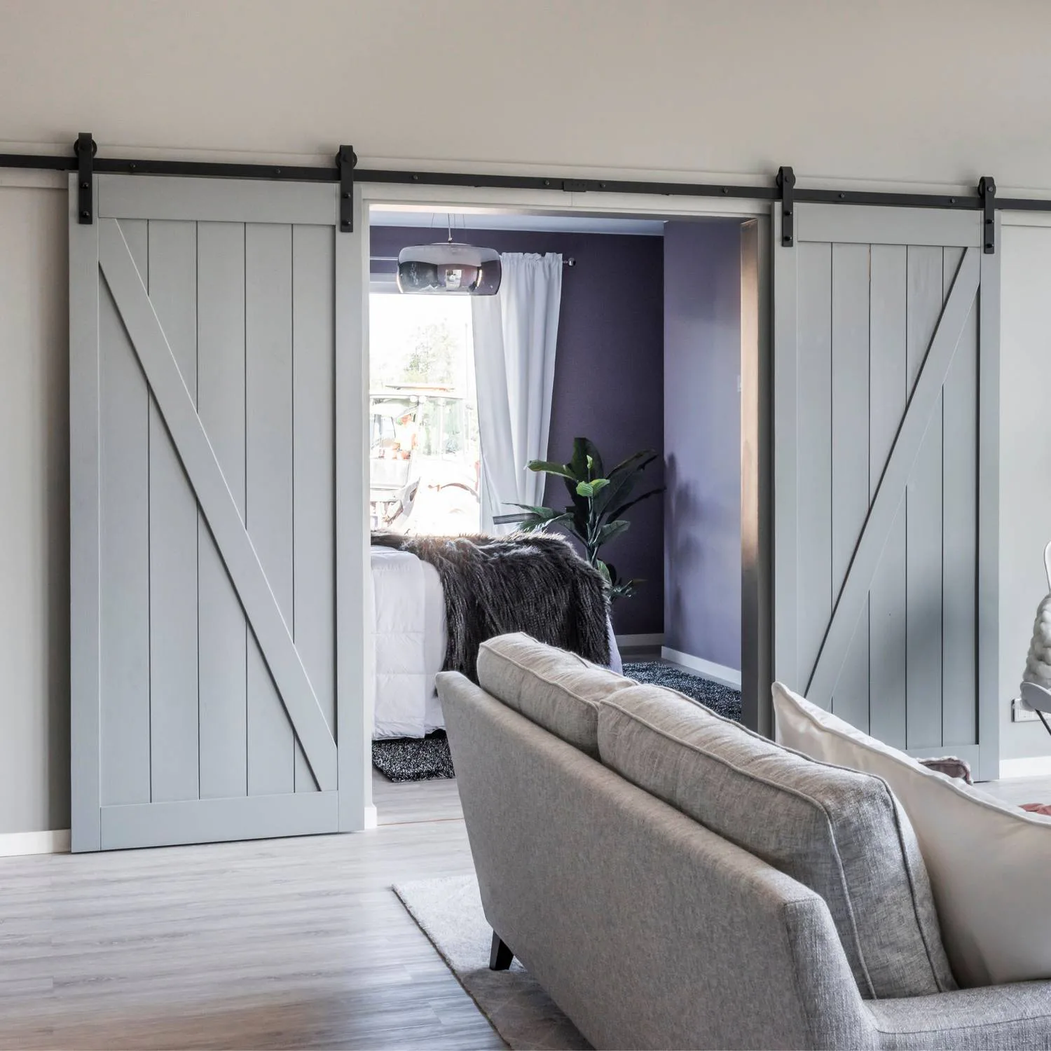 Skjutdörrsbeslag Mirror Line Loft För Pardörrar 3000 mm