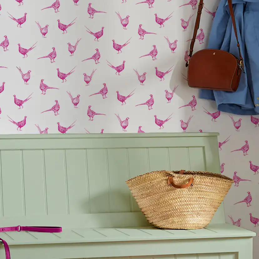 Tapet Joules Flirty Pheasants Truly Pink