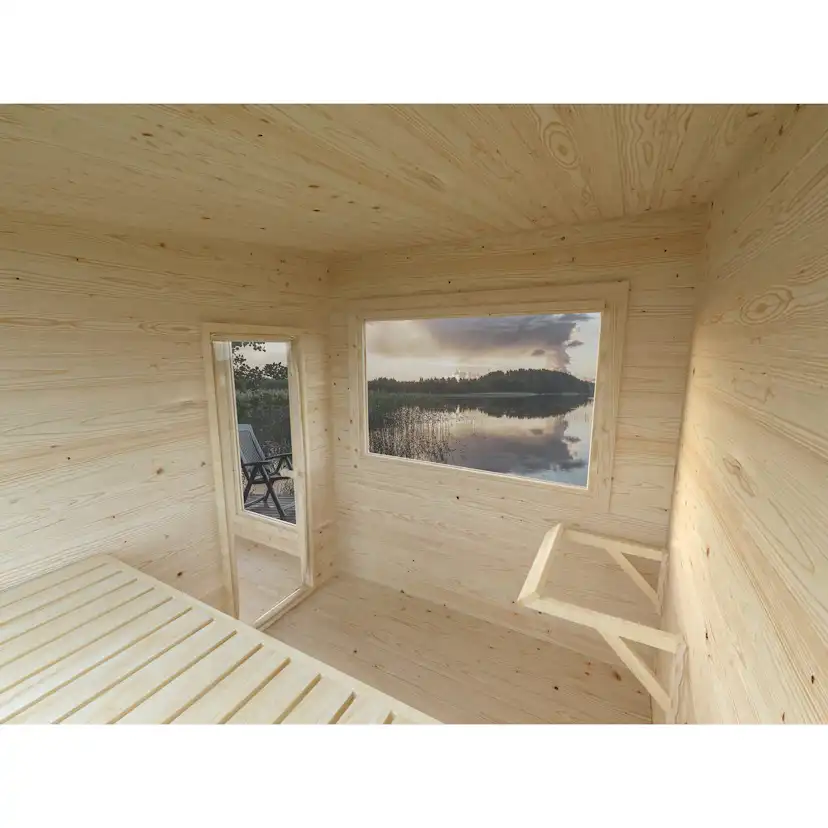 Bastu Palmako Sanna 13,5 m² Fristående Byggsats med Pulpettak