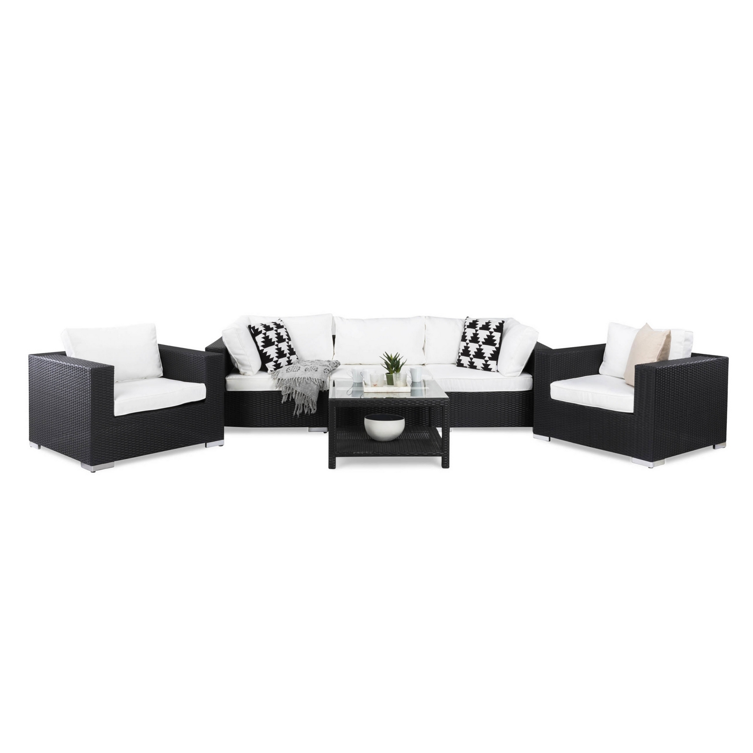 Loungegrupp Comfort Garden Bahamas 3-sits med 2 Fåtöljer och Bord 75x75 Utomhus