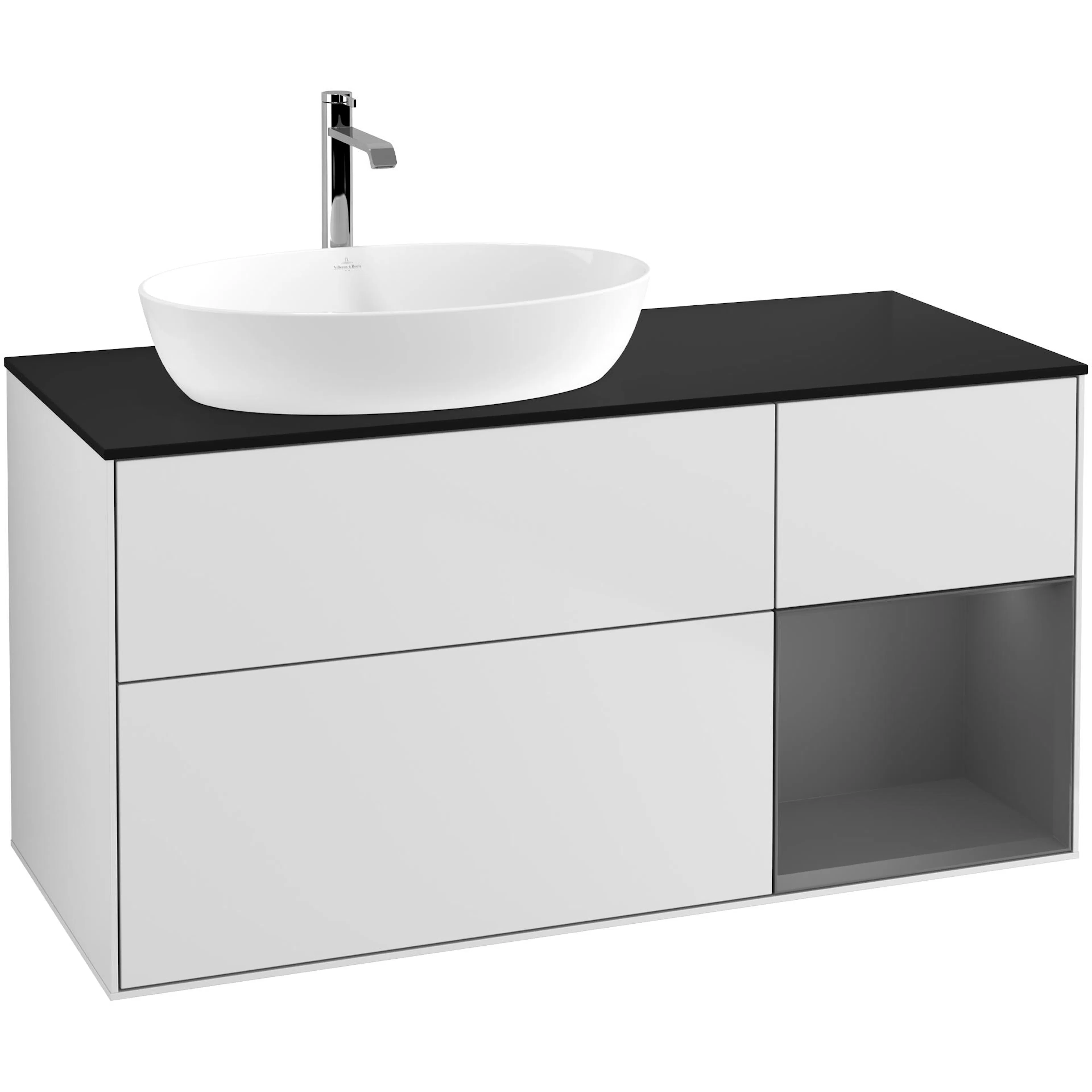 Tvättställsskåp Villeroy & Boch Finion med 3 Lådor Hylla och Bänkskiva för Ocentrerat Tvättställ från Artis & Collaro