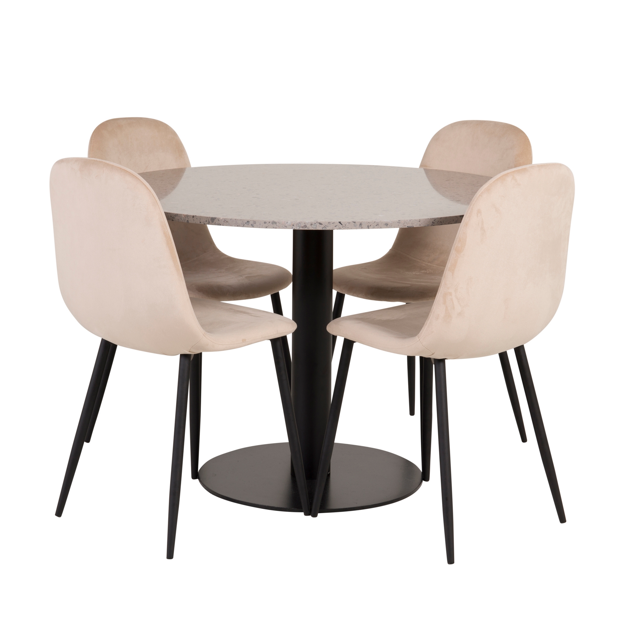 Matgrupp Venture Home Roxanna Grå Bord med 4 Pobbie Stolar Sammet