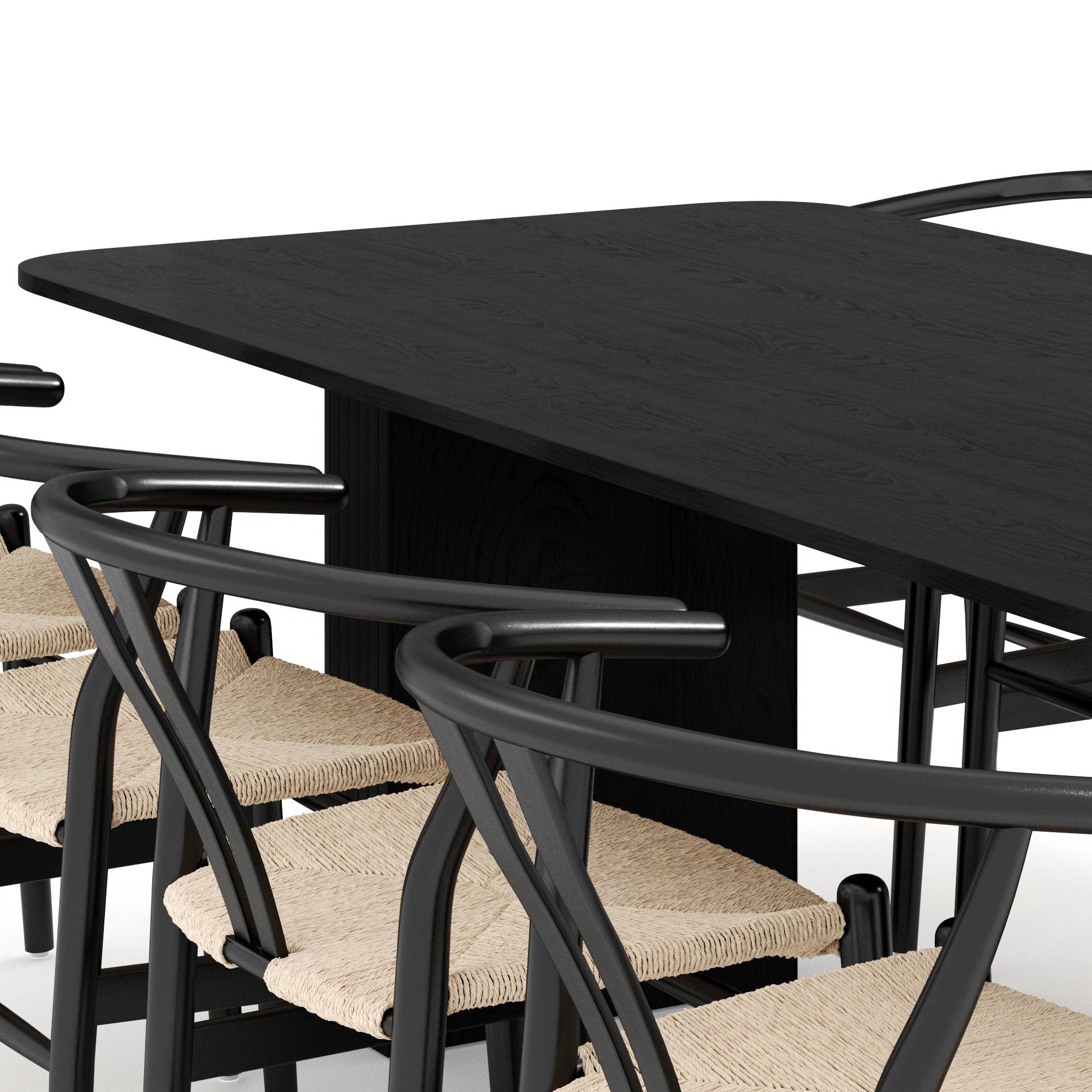 Matgrupp Bark Kopparbo Rektangulärt Matbord 200-260 cm Förlängningsbartt med 8 Dastoori Matstol