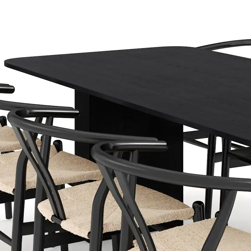 Matgrupp Bark Kopparbo Rektangulärt Matbord 200-260 cm Förlängningsbartt med 8 Dastoori Matstol