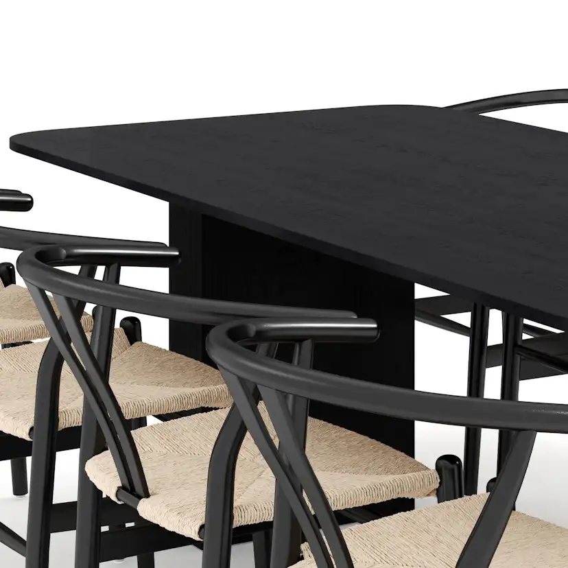 Matgrupp Bark Kopparbo Rektangulärt Matbord 200-260 cm Förlängningsbartt med 8 Dastoori Matstol