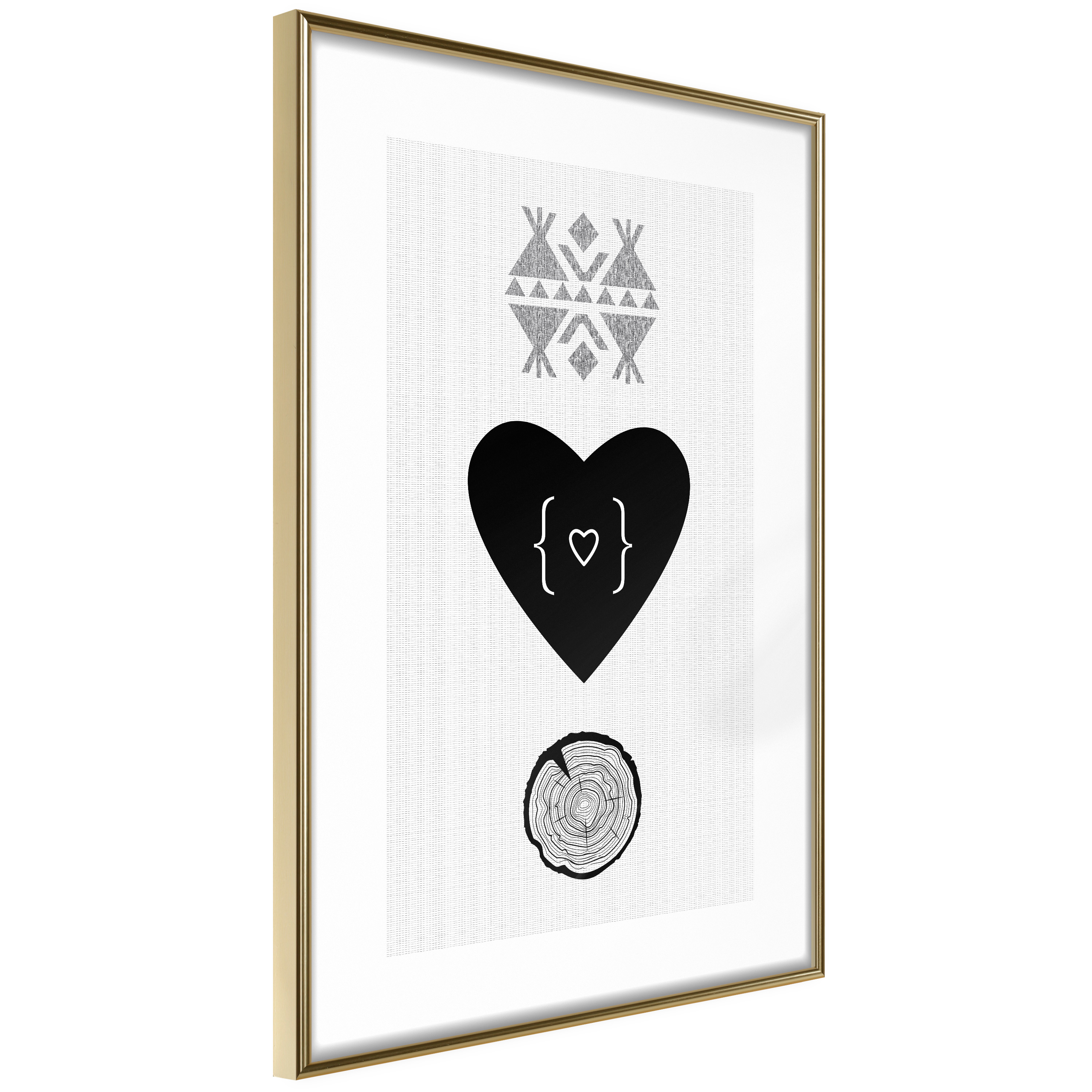 Poster Artgeist Affisch Heart and Tree Trunk