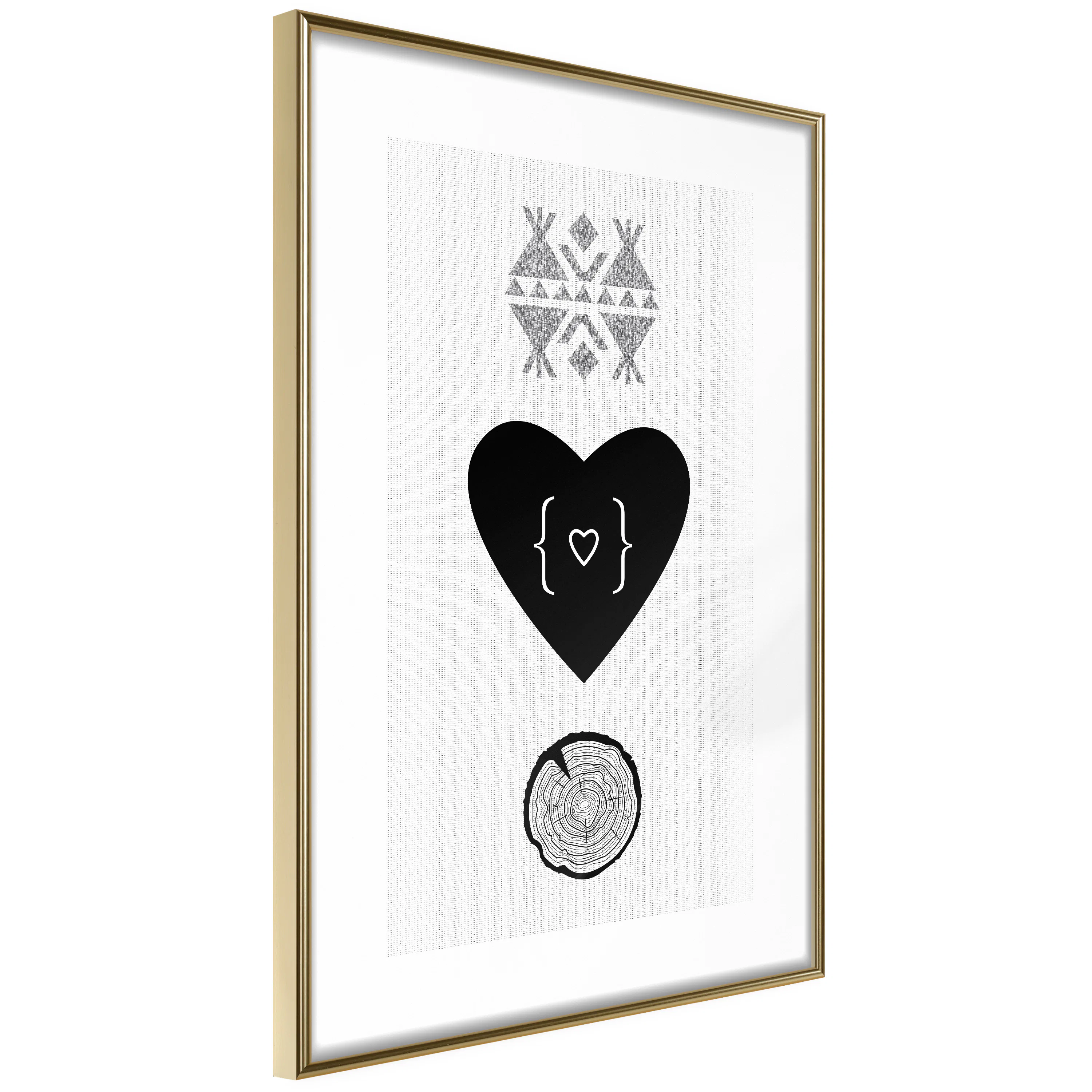 Poster Artgeist Affisch Heart and Tree Trunk