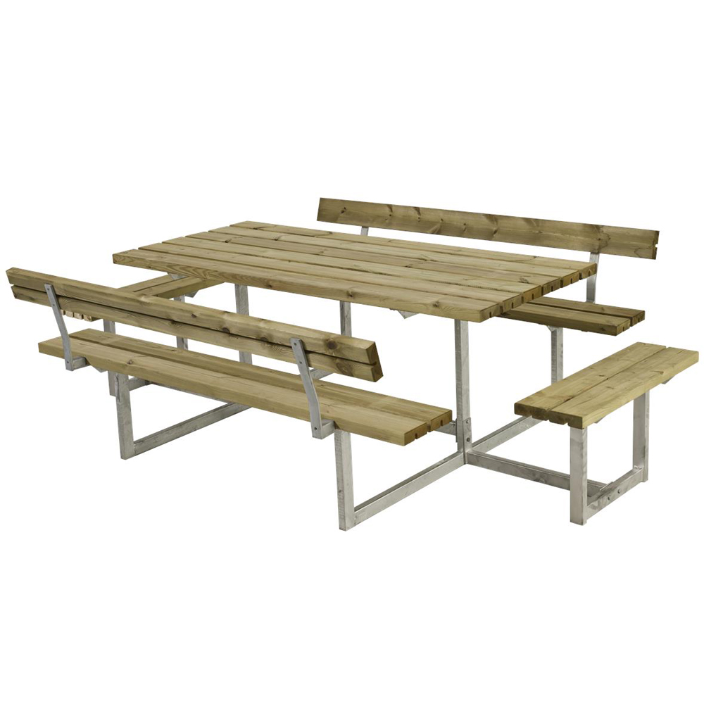 Basic BB-sæt m/2 ryglæn+2 påbygninger BxLxH: 1840x2600x720 mm, Ryggstöd på båda bänkarna, 2 Extra Sittplatser