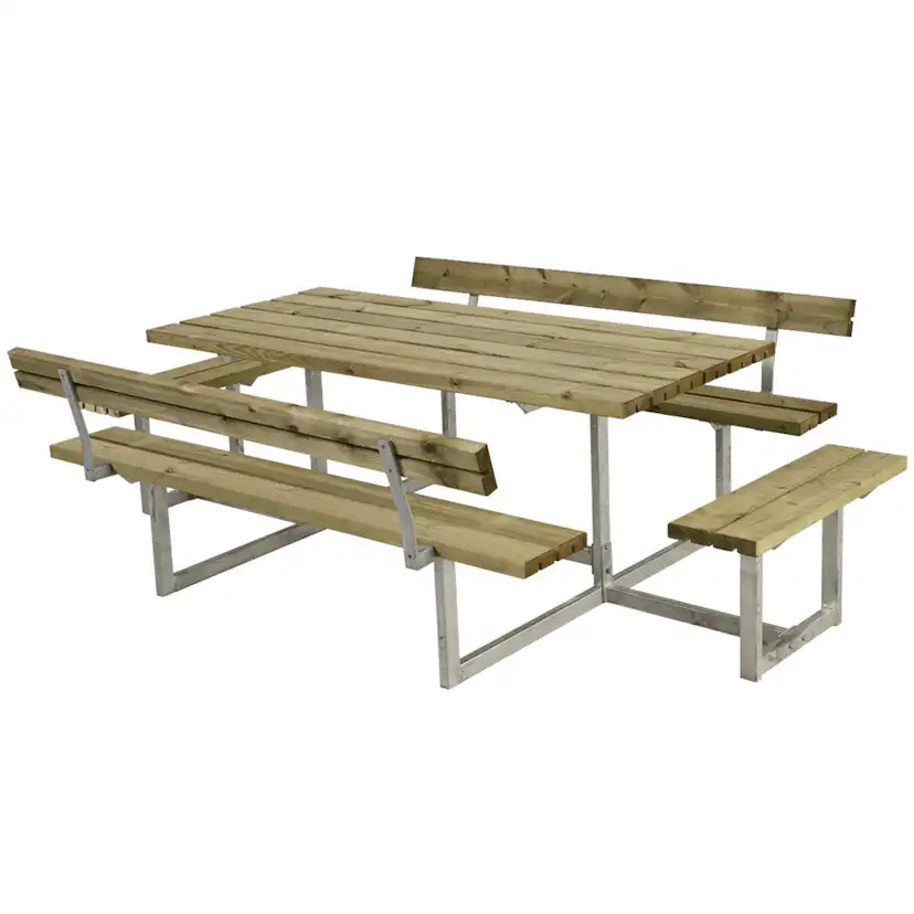 Basic BB-sæt m/2 ryglæn+2 påbygninger BxLxH: 1840x2600x720 mm, Ryggstöd på båda bänkarna, 2 Extra Sittplatser