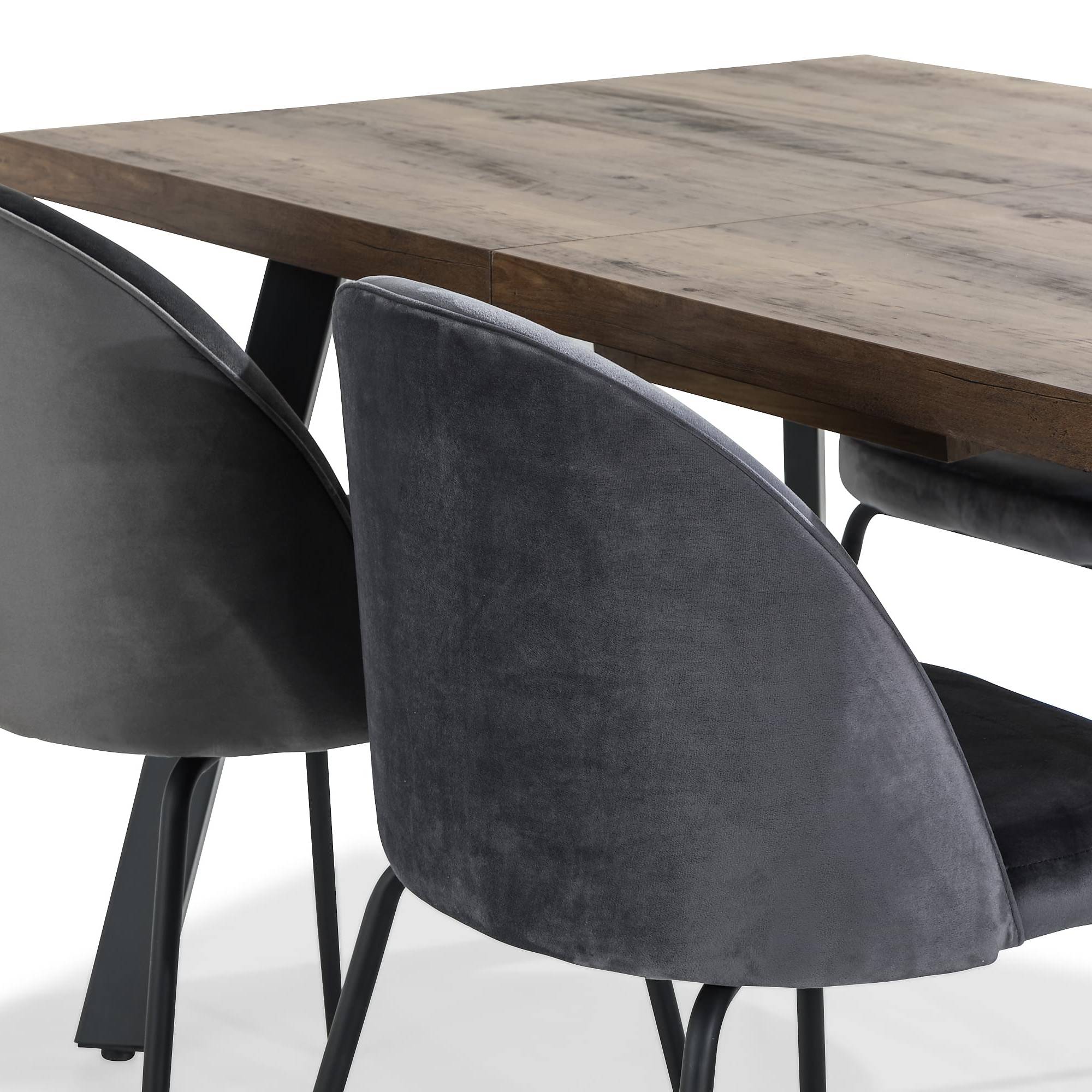 Matgrupp Basic Home Marcelen Rektangulärt Matbord 140-180 cm Förlängningsbart med 4 Felipe Matstol Grå/Svart/Natur