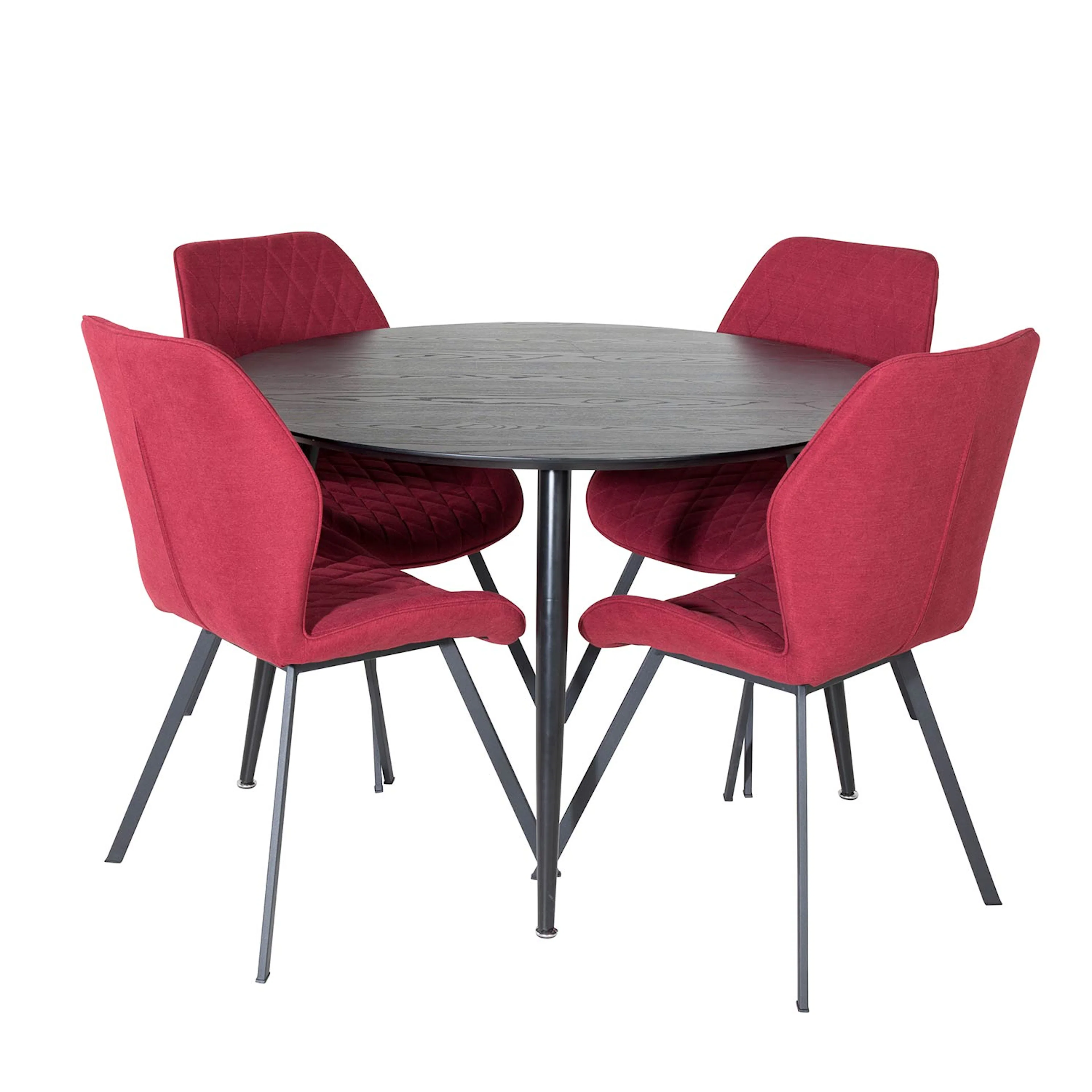 Dipp Table - Black Veneer / AllGemmaChair - - Red Fabric_4 Svart/Röd