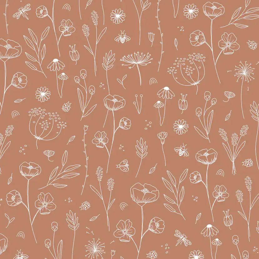 Tapet Little Dutch Wild Flowers Rust