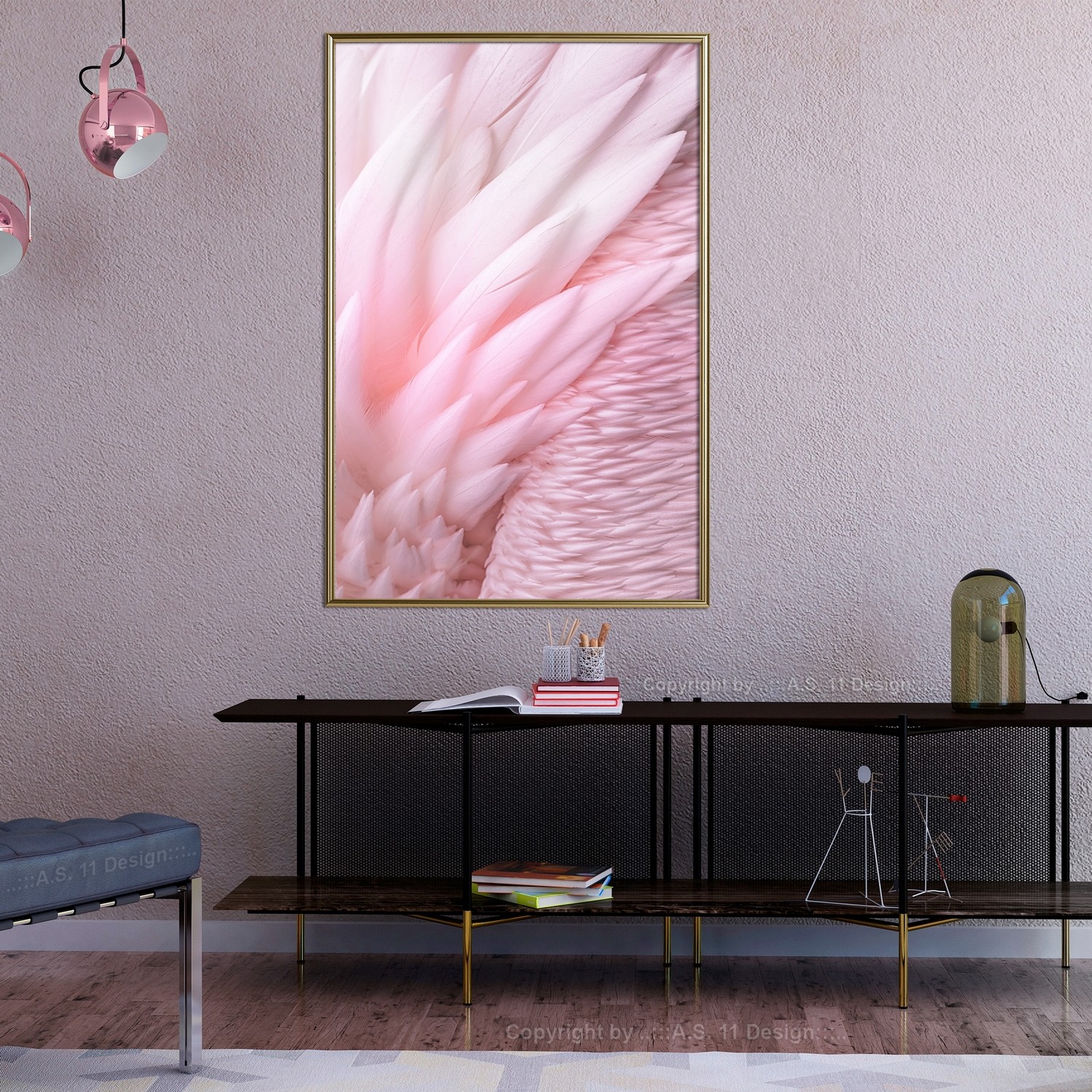 Affisch - Feathers [Poster] 20x30 Guld ram, 20x30 cm