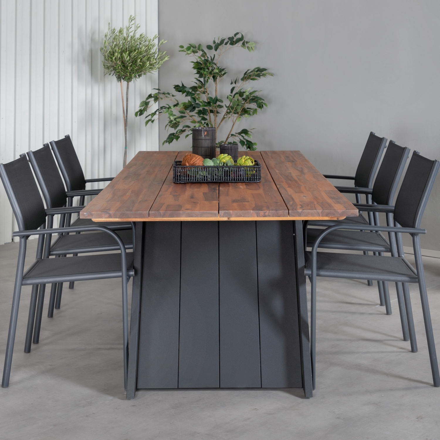 Matgrupp Venture Home Doni med 6 Samba Stapelbara Matstolar