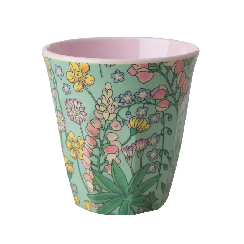 Melaminkopp Rice Medium Blommor Rosa/Multi