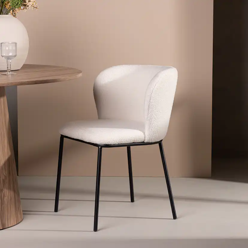 Matstol Venture Home Edina Vit Stol i Boucle 2 st