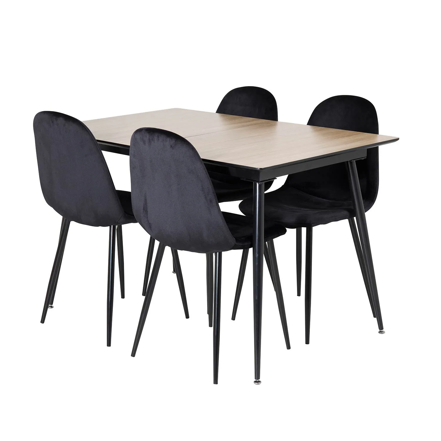 Silar Extention Table-Melamine+Polar Chair-Black Velvet_4 Natur/Svart