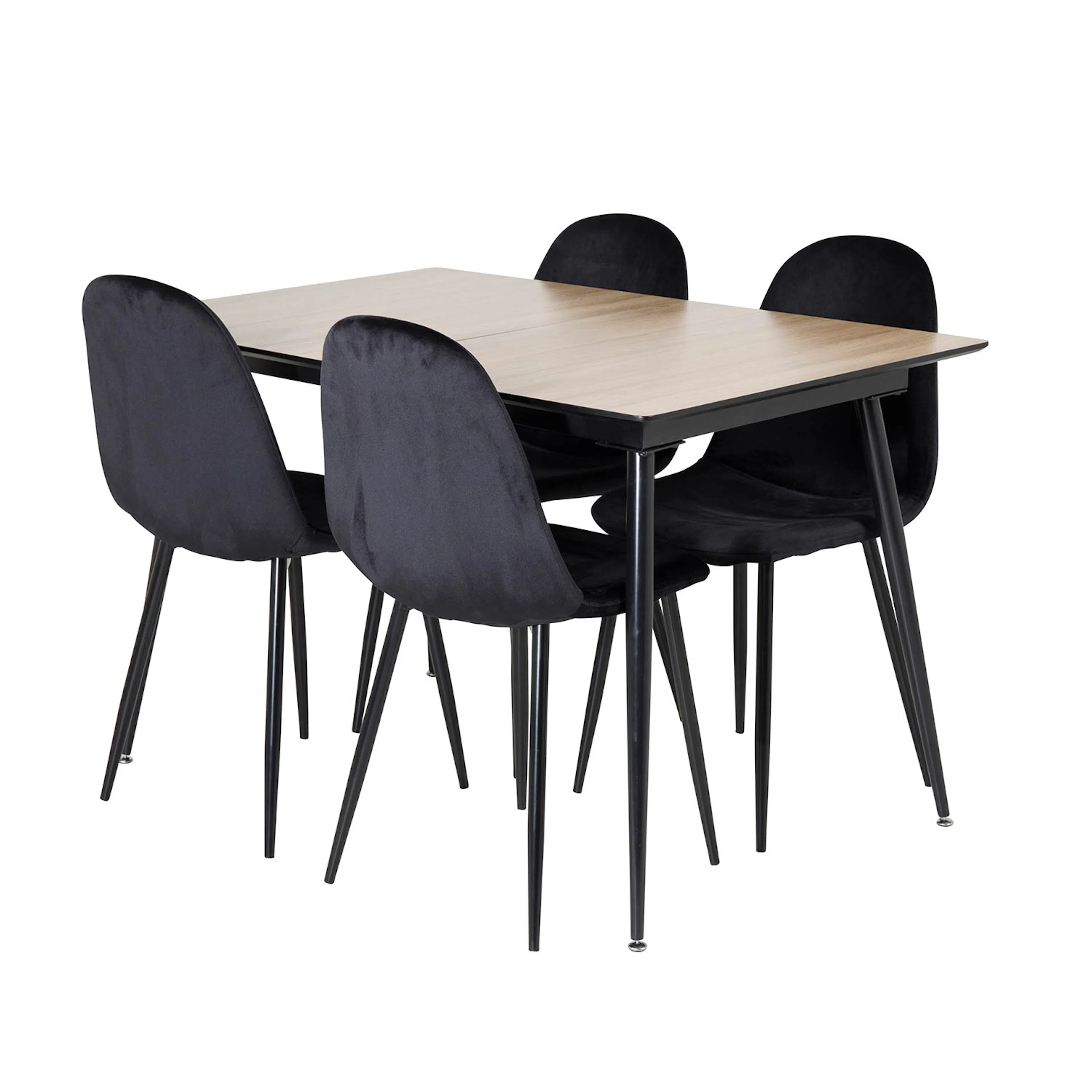 Silar Extention Table-Melamine+Polar Chair-Black Velvet_4 Natur/Svart