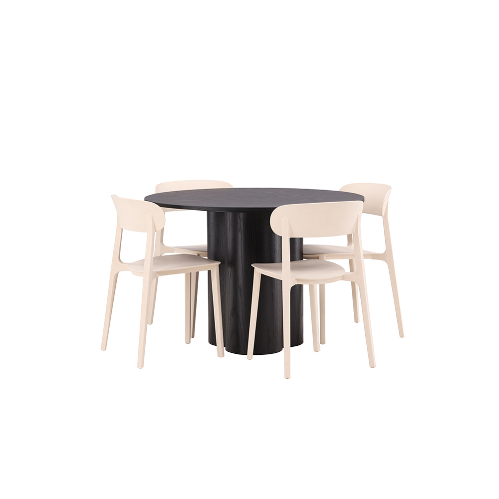 Matgrupp Venture Home Olivia Ø 110 cm med 4 Åstol Stolar