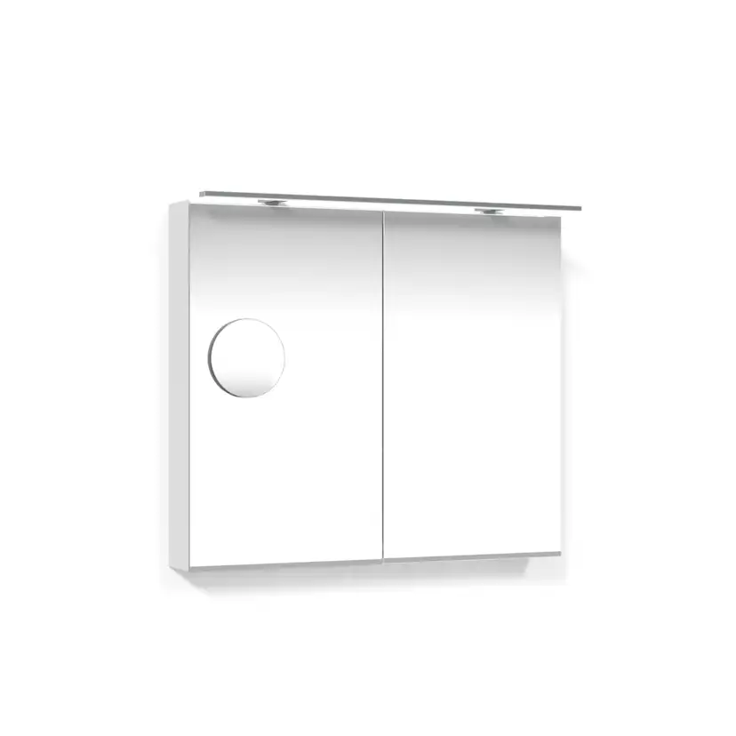 Crown Spgskp 80 Vit Ram.Fsp Bredd: 800 mm, Vit, Dubbla luckor, Med Förstoringsspegel