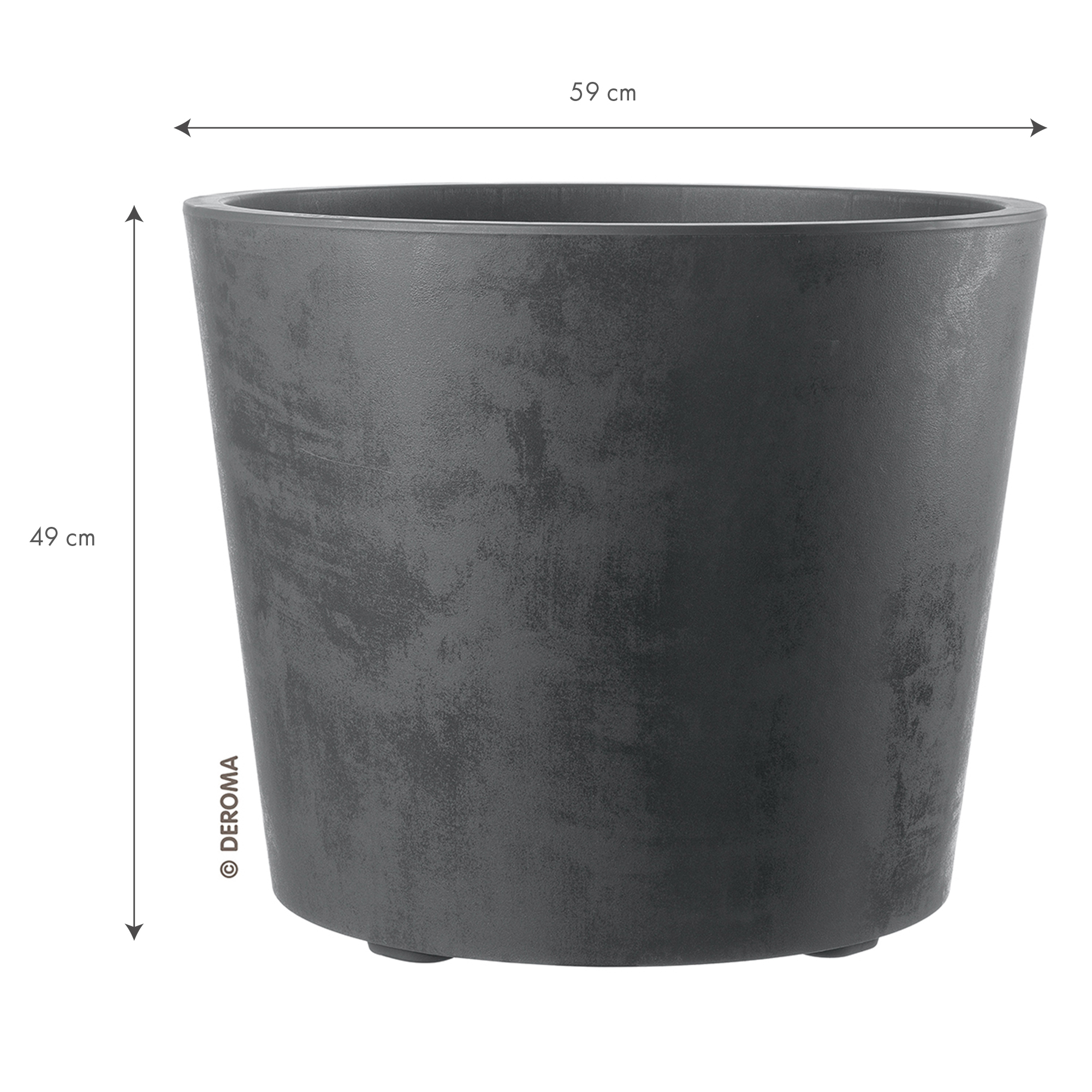 Kruka Deroma Millennium Antracit Med Hjul Rund 59 x 49 cm