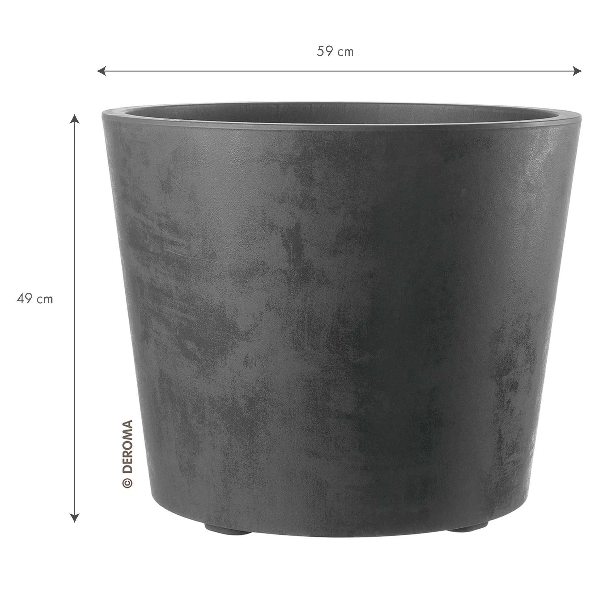 Kruka Deroma Millennium Antracit Med Hjul Rund 59 x 49 cm