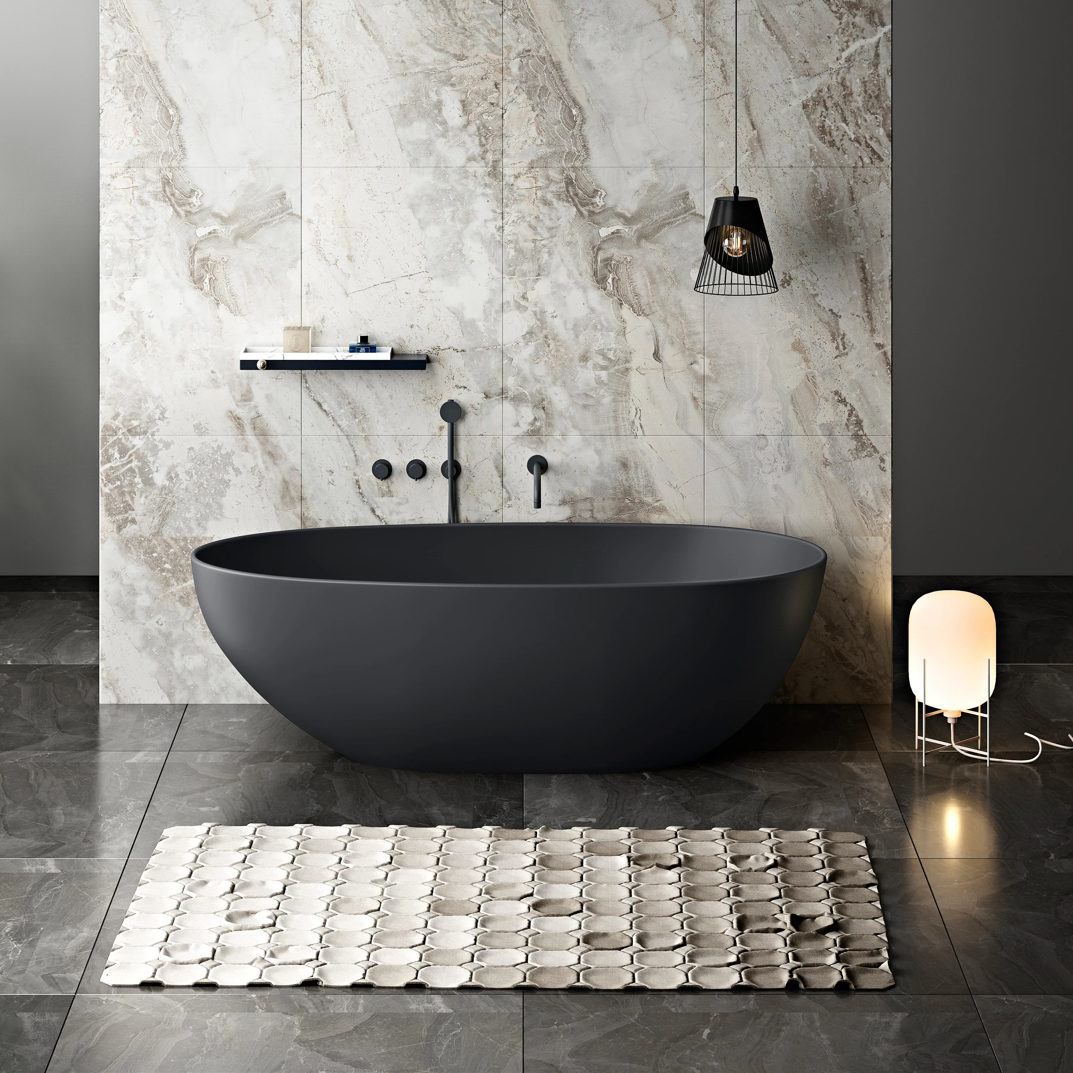 Badkar Bathlife Klok Svart