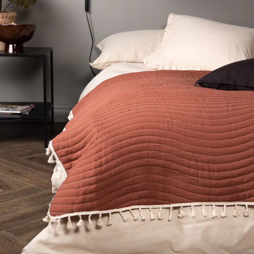 Lias Bedspread Microfiber - Roasty / - 260*260 Rost, Mått: 260x260 cm