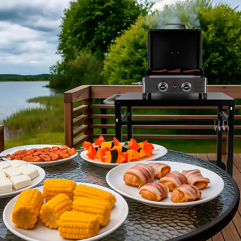 Grillvagn Easy Cooking Svart Arbetsyta Till Grillen