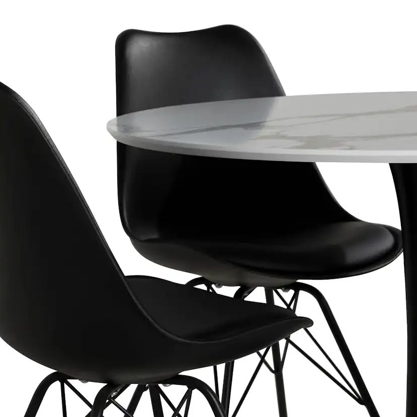 Matgrupp Basic Home Caitly Runt Matbord 100 Svart Bas cm med 4 Shell Matstol