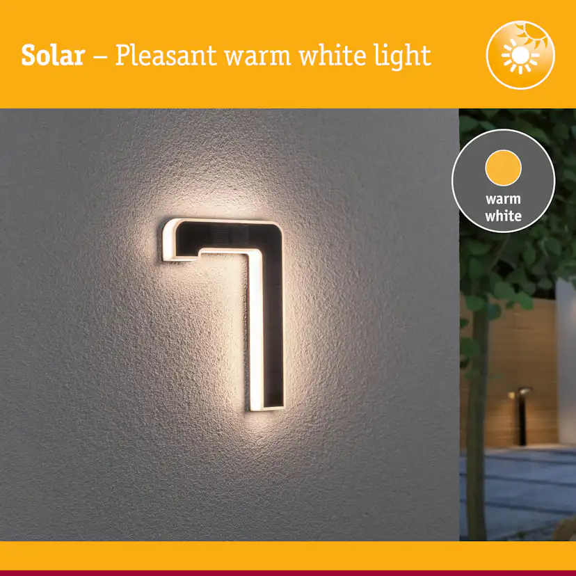 Fasadbelysning Solcell LED Paulmann Husnummer 0-9 med belysning inkl. utbytbart batteri IP44