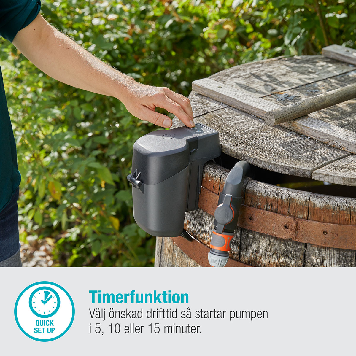 Pump Gardena för Regnvattentunna 2000/2 18V P4A Set (2,5Ah batteri + standardladdare)