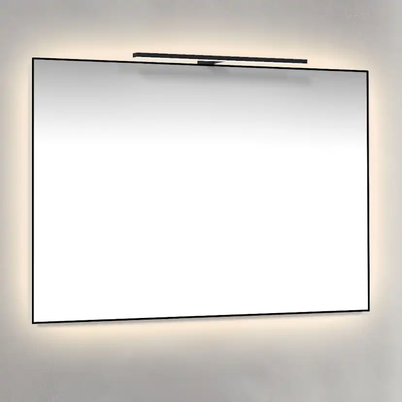 Spegel 100x70 Ambilight Svart Ram Svart T-Belysning Bredd: 1000 mm, Mattsvart