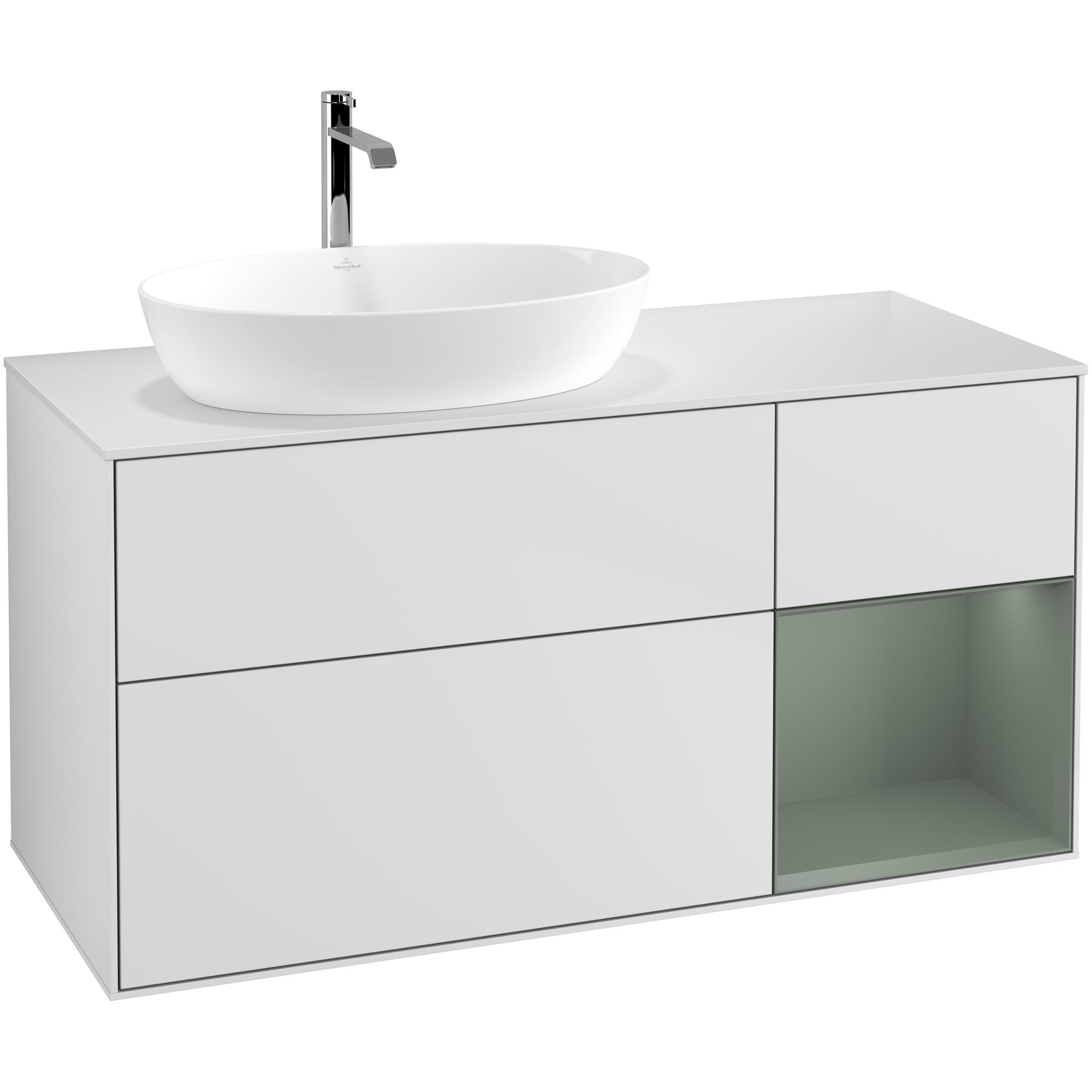 Tvättställsskåp Villeroy & Boch Finion med 3 Lådor Hylla och Bänkskiva för Ocentrerat Tvättställ från Artis & Collaro