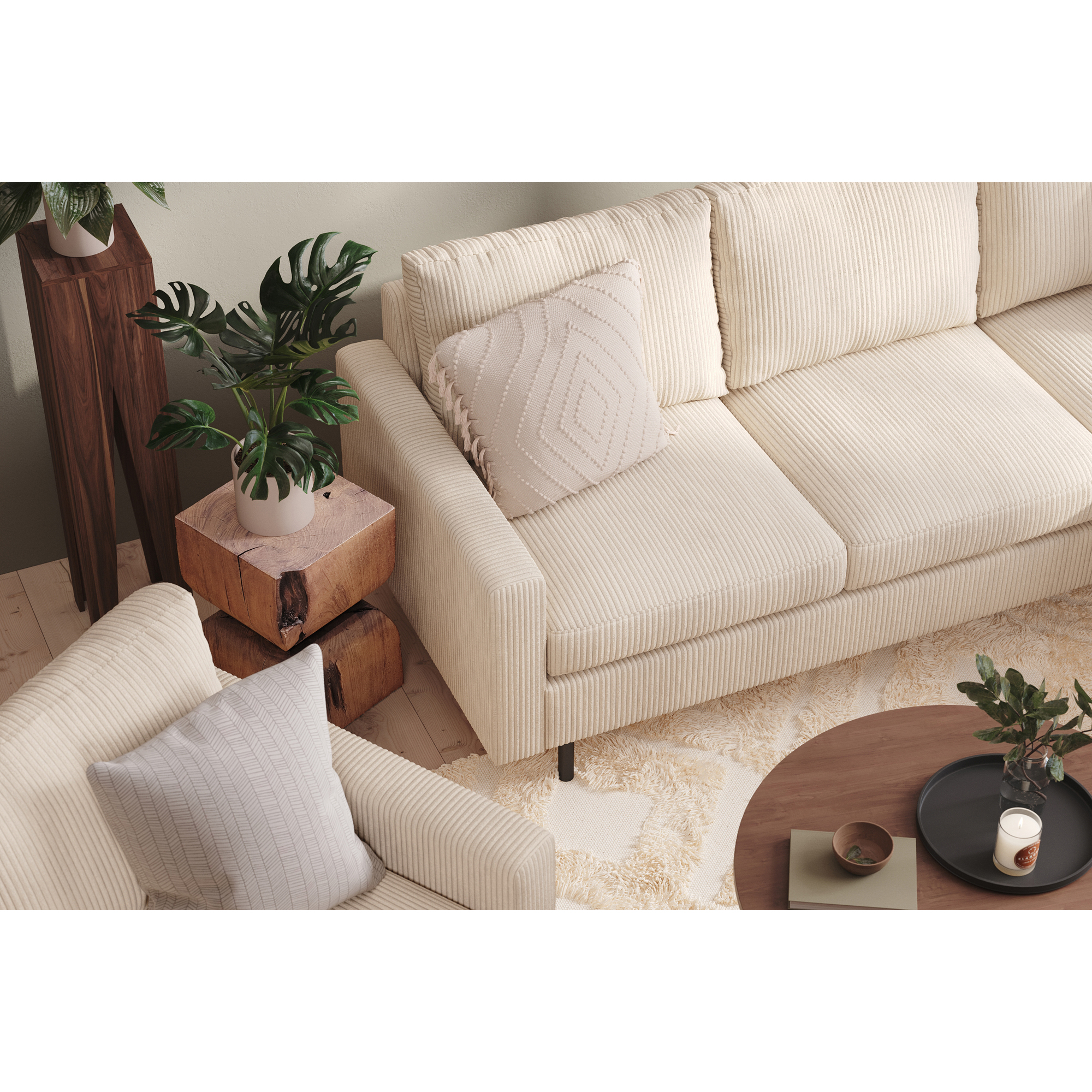 Soffgrupp Scandinavian Choice Peppe 3-sits Vändbar Divan med Fåtölj och Fotpall