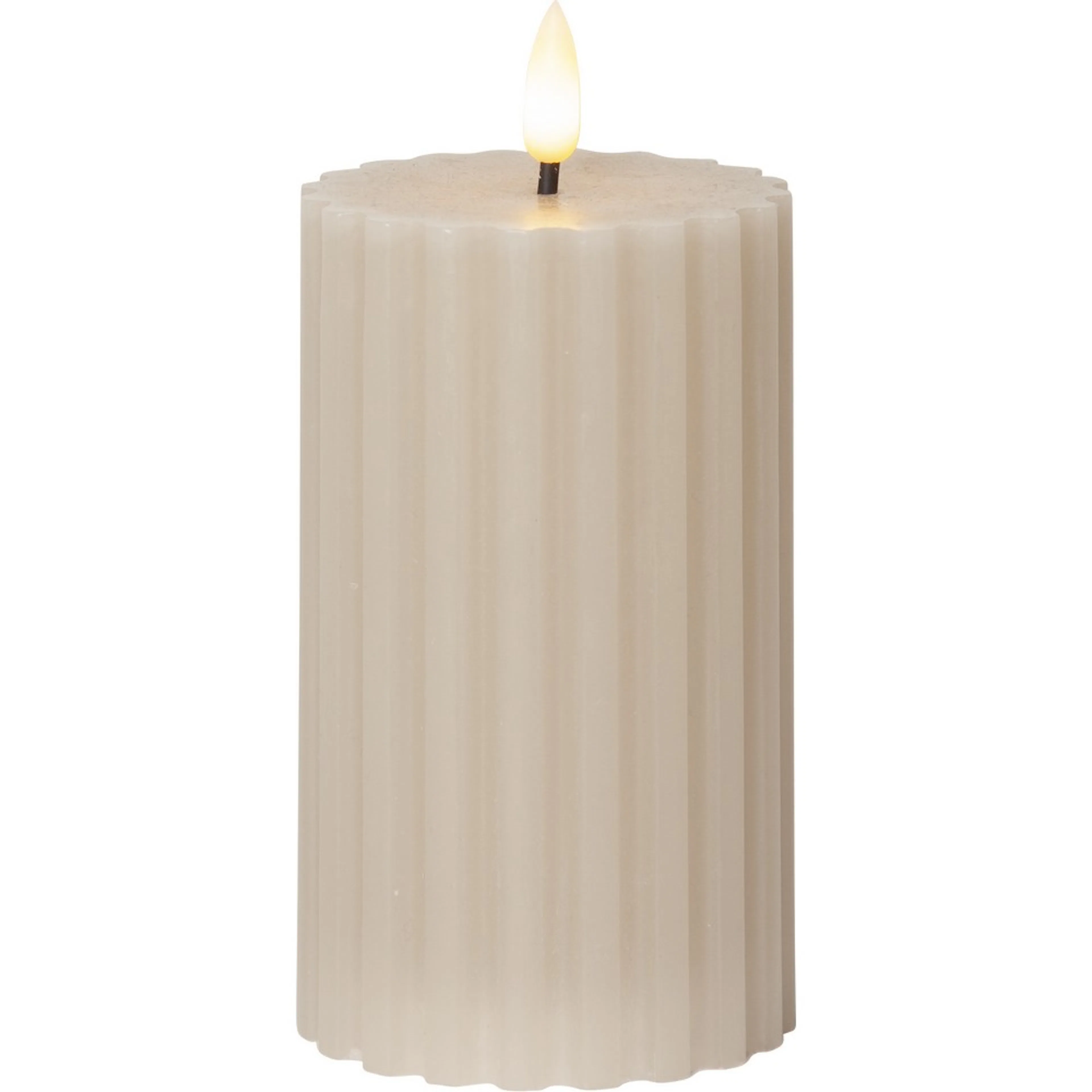 LEDBlockljus Flamme Stripe Beige