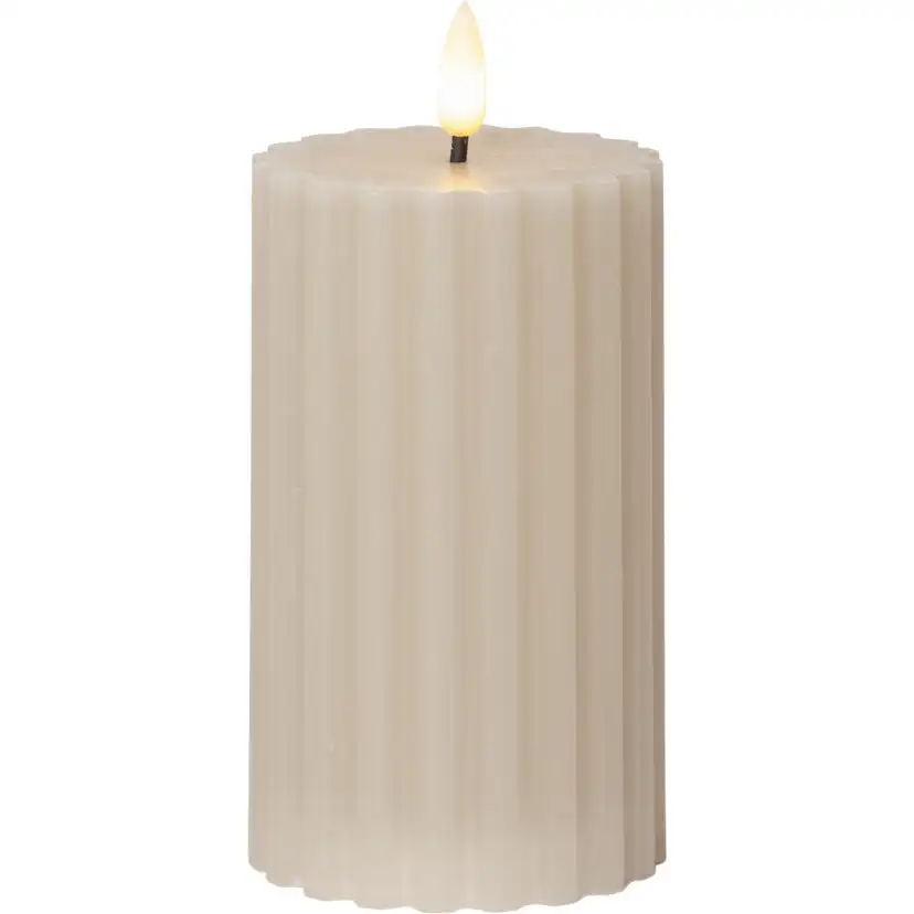 LEDBlockljus Flamme Stripe Beige