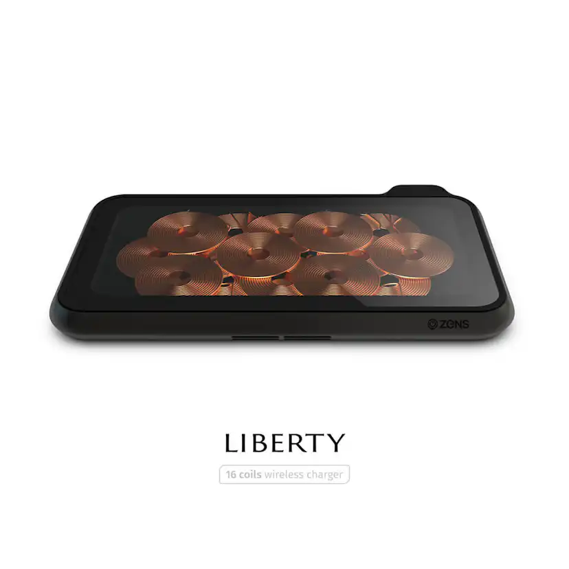 Trådlös Laddare Zens Dual QI Liberty 16 coils 2x15W Glass Top Edition till Apple & Samsung QC