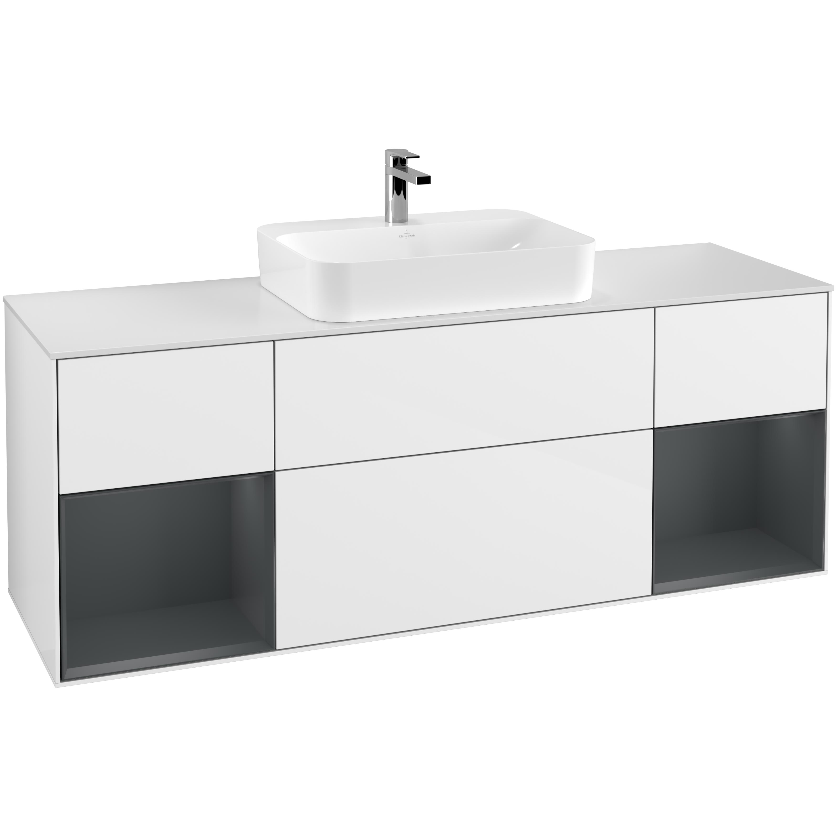 Tvättställsskåp Villeroy & Boch Finion med Två Hyllor och Bänkskiva för Ytmonterat Tvättställ