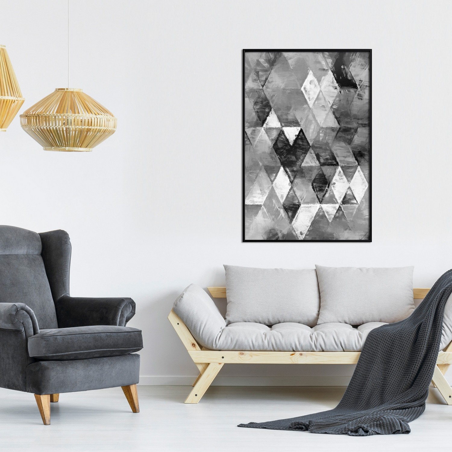 Poster Artgeist Affisch Black and White Diamonds