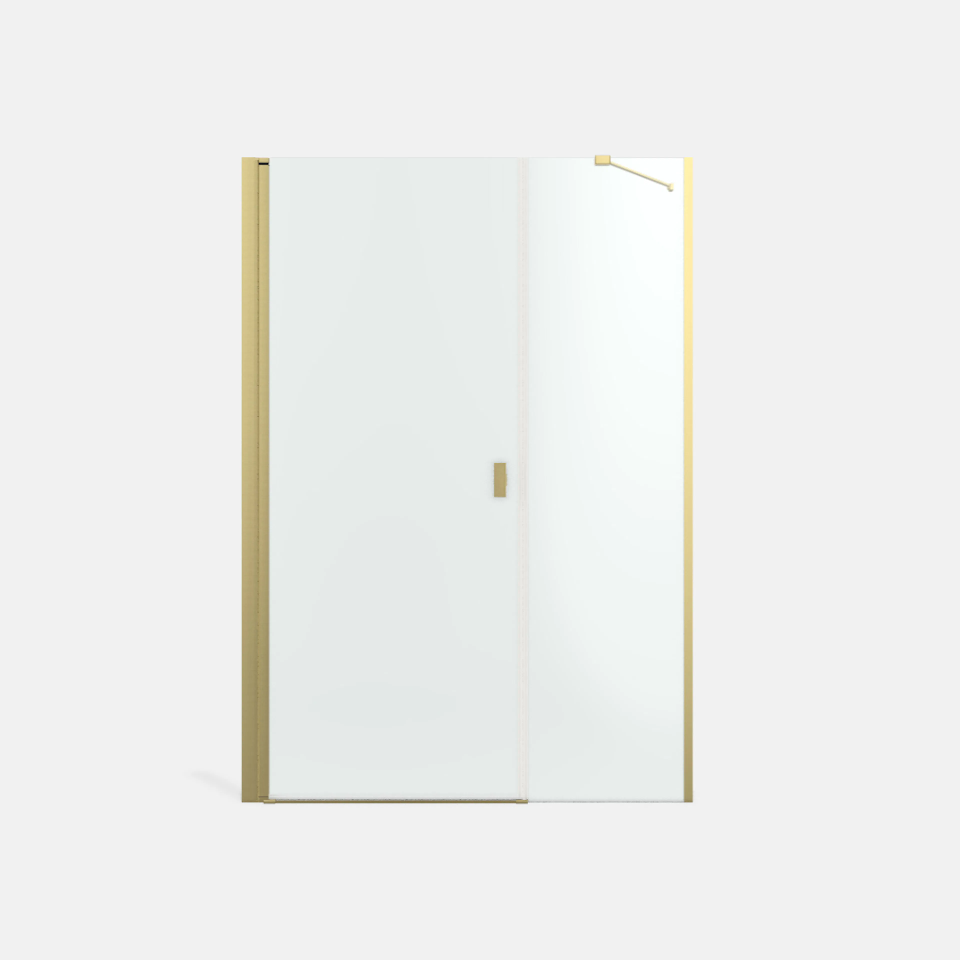 Noma 45 svängdörr vänster med sidopanel 1400 mm 6 mm glas me Bredd: 1400 mm, Borstad Mässing