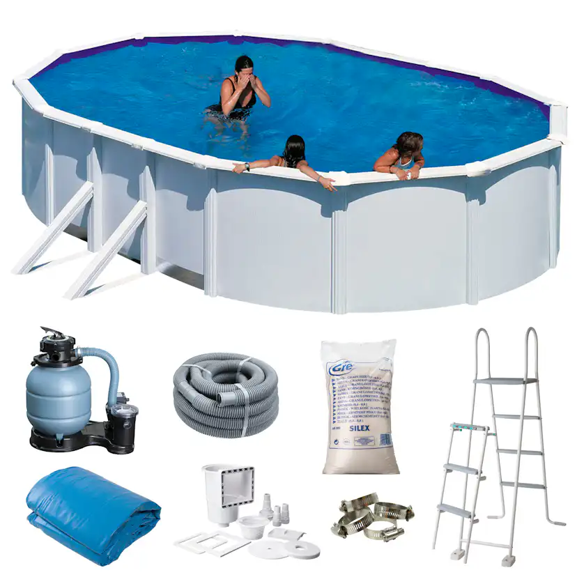 Basic Pool Oval 610 x 375 x 120 cm, Vit Mått: 610 x 375 cm, Djup: 120 cm, Färg: Vit