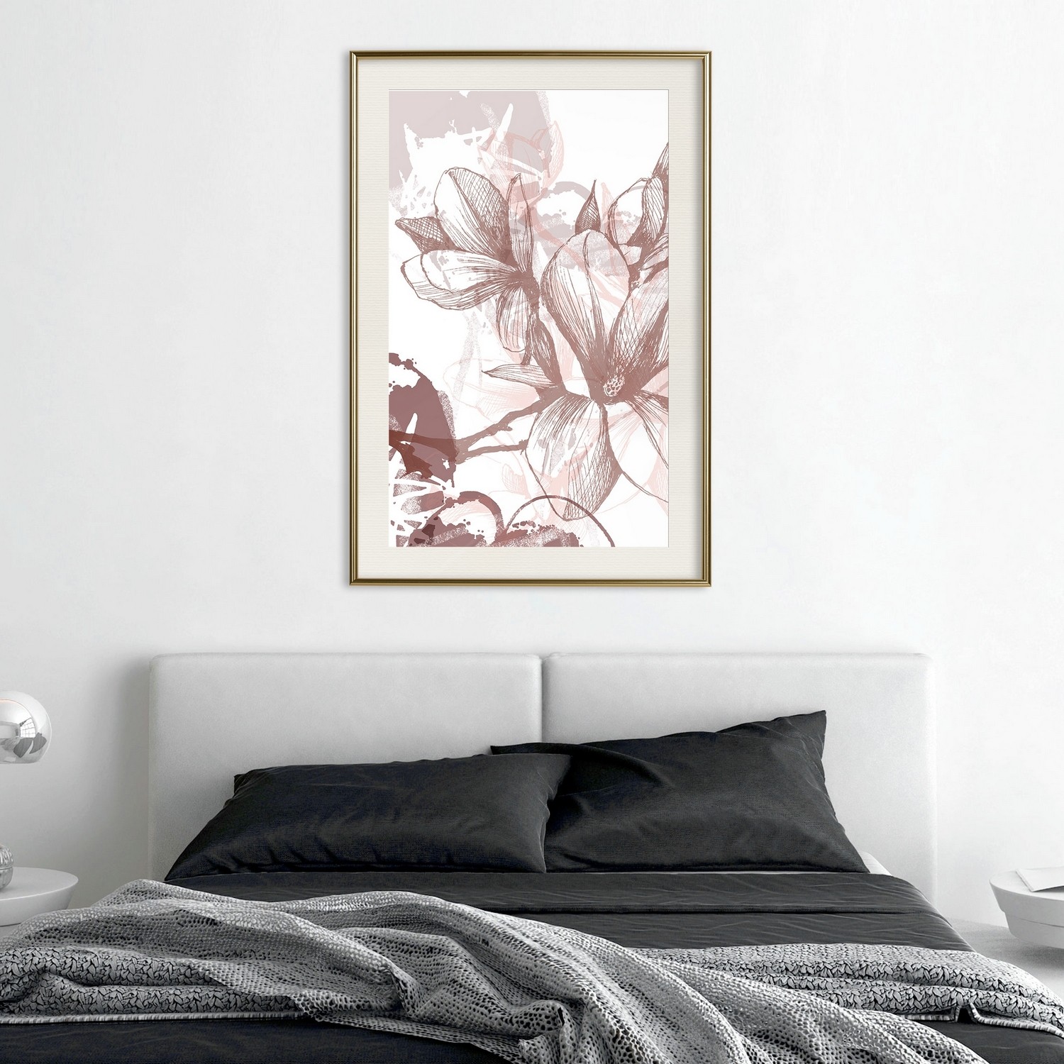 Affisch - Magnolias World [Poster] 30x45 Guld ram med passepartout, 30x45 cm